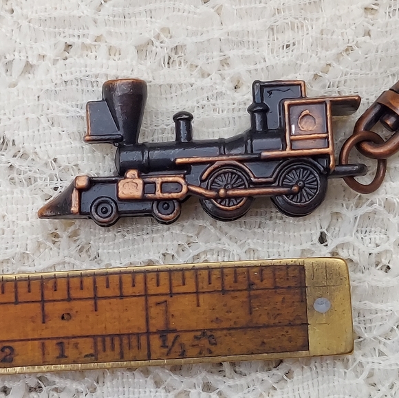 Locomotive Keychain Copper Color Train Engine - Picture 4 of 7